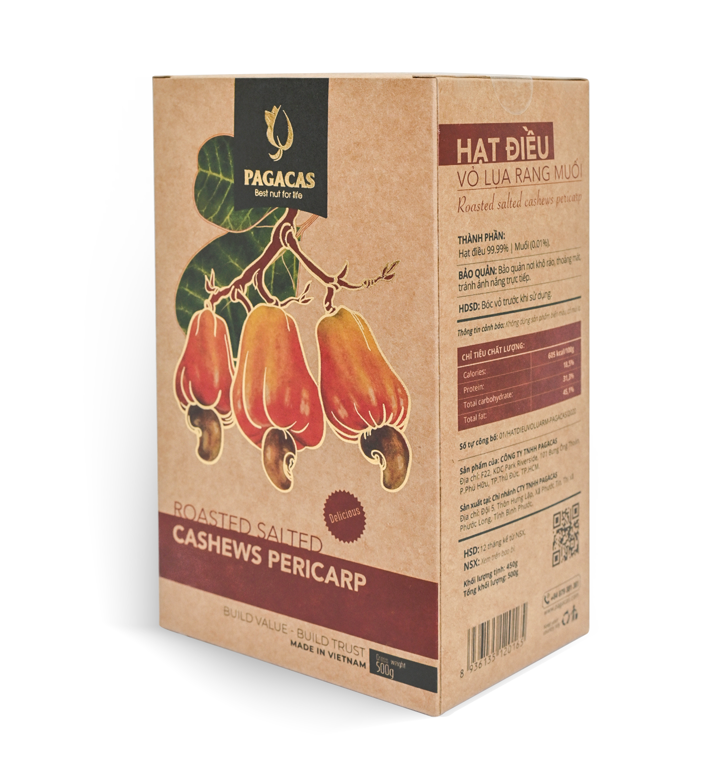 Pagacas salted roasted cashews (Shelled) – Paper box 500g Pagacas salted roasted cashews (Shelled) – Paper box 500g